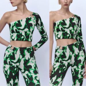 Zara women’s Jacquard two-piece set Top and Bottom NWOT